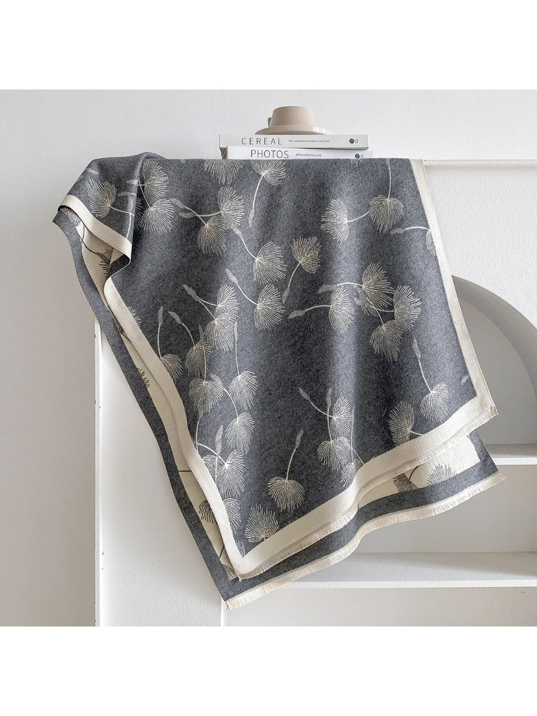 Scarvii Red Dandelion Print Shawl Wrap