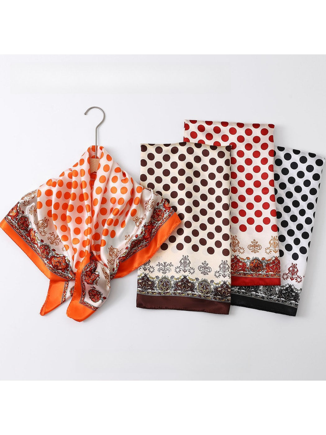 Scarvii - Polka Dot Ornate Border Square Scarf