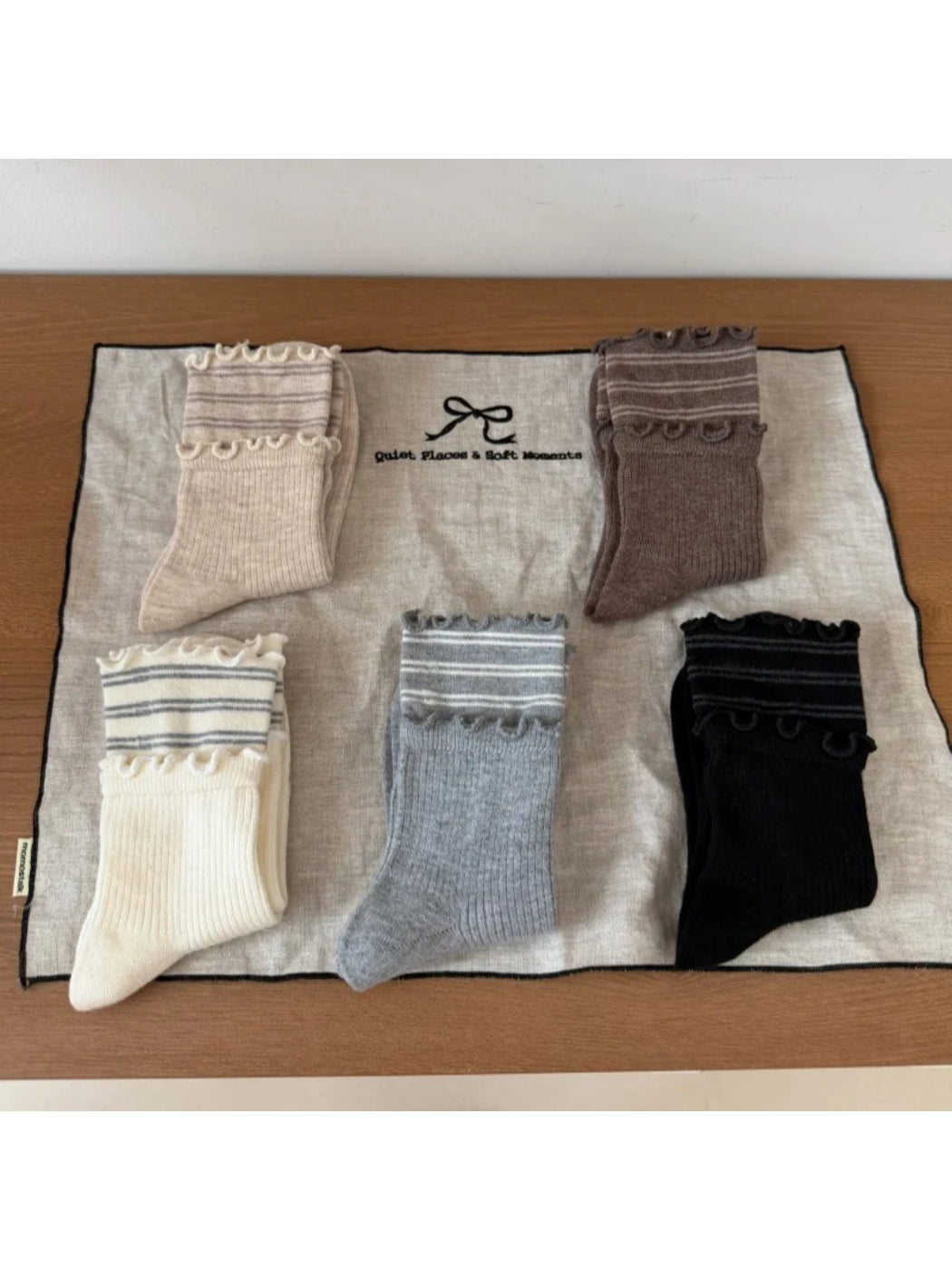 Rufia Striped Socks with Ruffle Trim