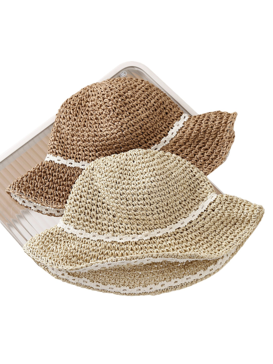 Haila - Soft Straw Look Lace Edge Bucket Hat