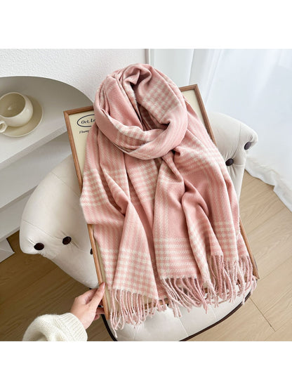 Scarvii - Long Plaid Draped Tassel Winter Scarf