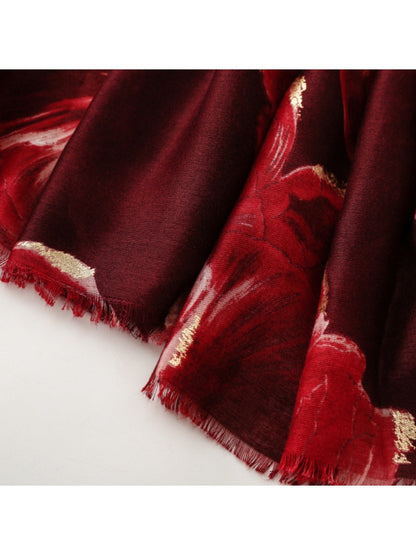 Scarvii - Gold Foil Scarf & Shawl with Lotus Pattern