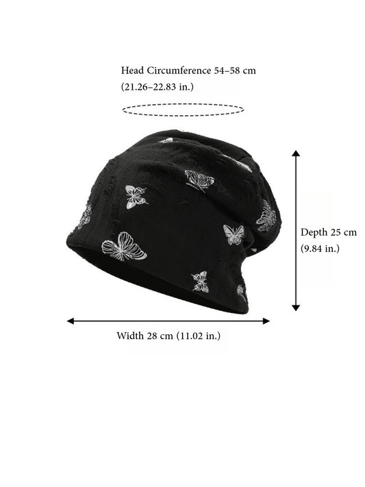 Haila – Butterfly Print Slouch Beanie