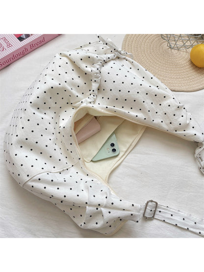 Top view of Cosbai Polka Dot Crescent Shoulder Bag showing