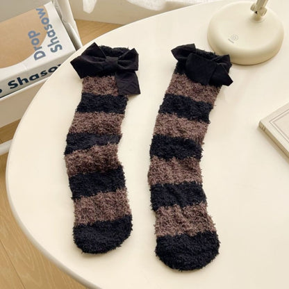Rufia - Colorful Striped Bowknot Toweling Socks