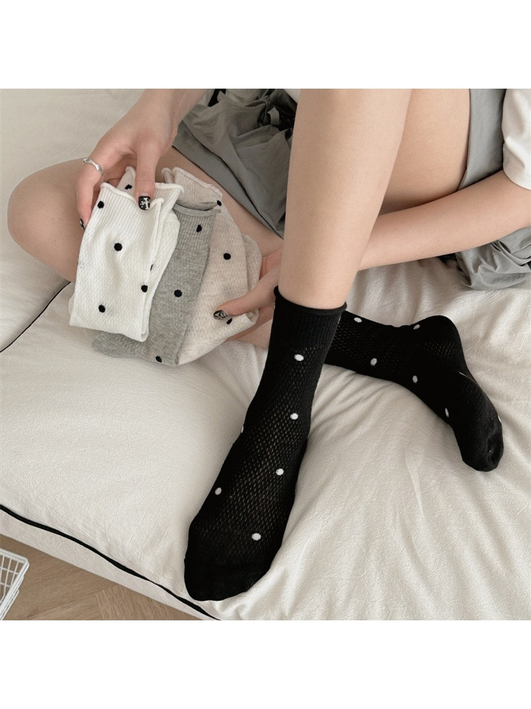 Rufia - Polka Dot Mesh Everyday Crew Socks