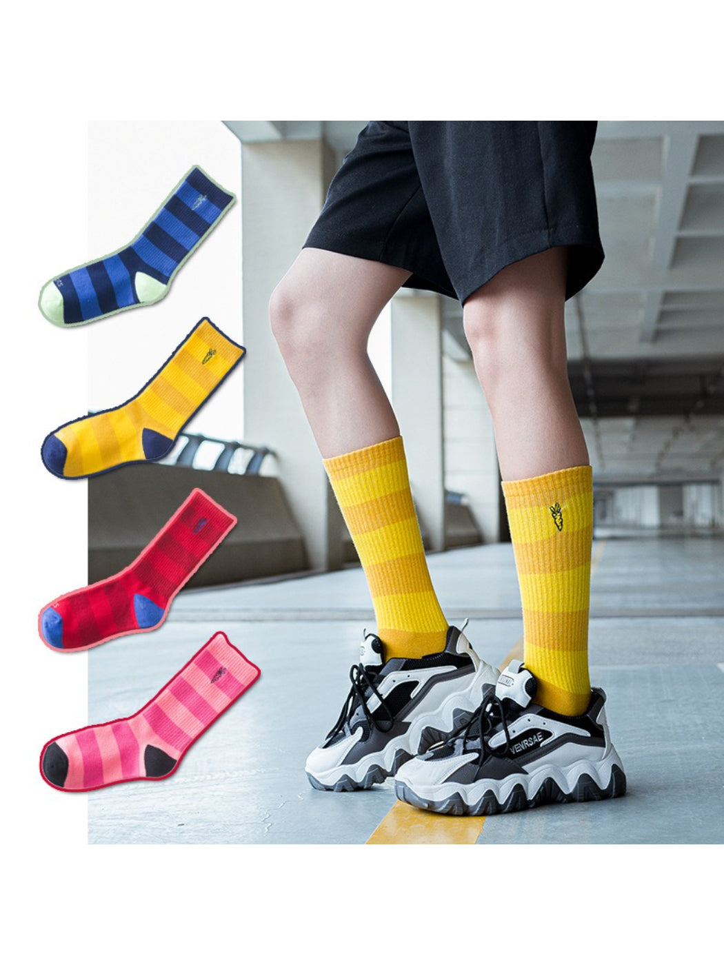 Rufia - Bold Stripe Embroidered Crew Socks product image 1