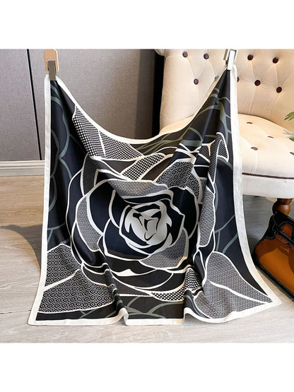 Scarvii - Graphic Rose Pattern Square Scarf