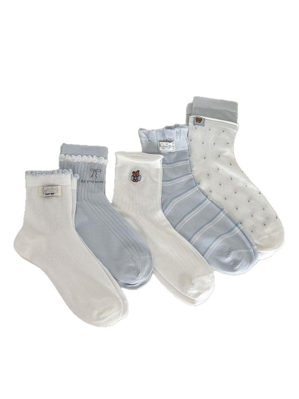 Rufia - Cute Bear Motif Ruffle Crew Socks