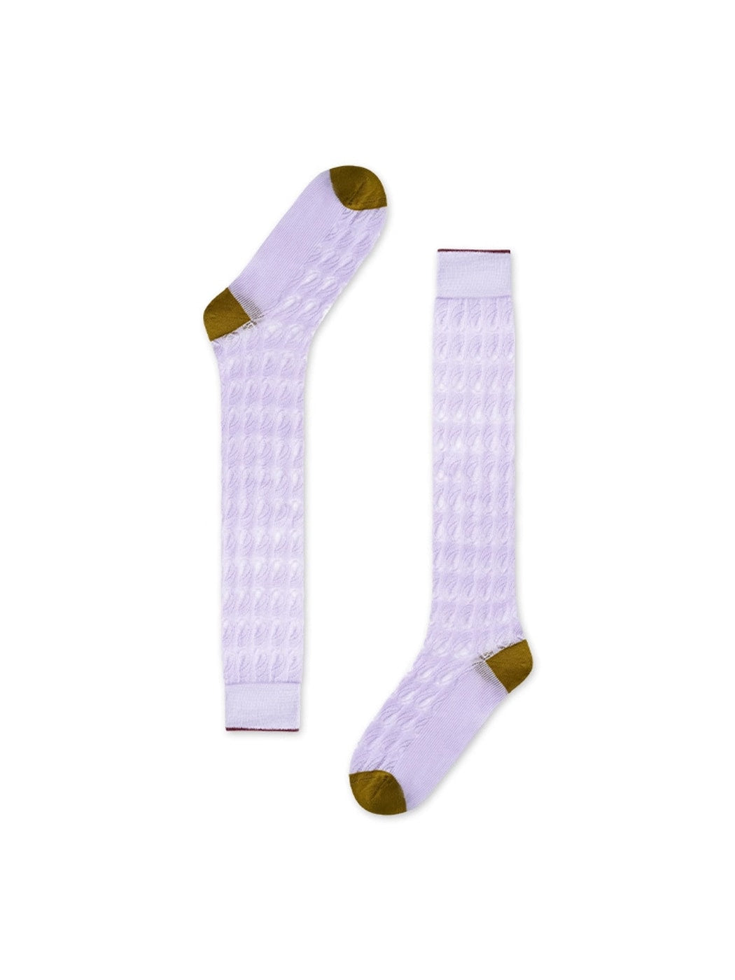 Rufia - Openwork Colorblock Knee-high Socks