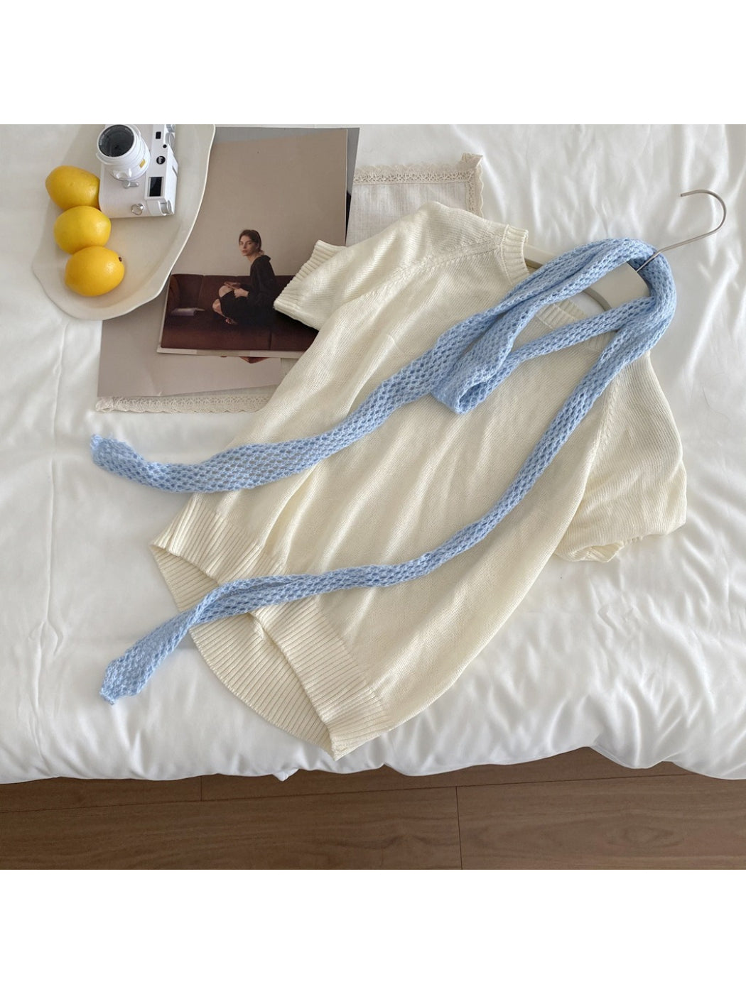 Scarvii - Mesh Knit Long Skinny Scarf