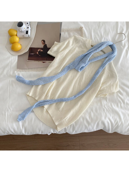 Scarvii - Mesh Knit Long Skinny Scarf