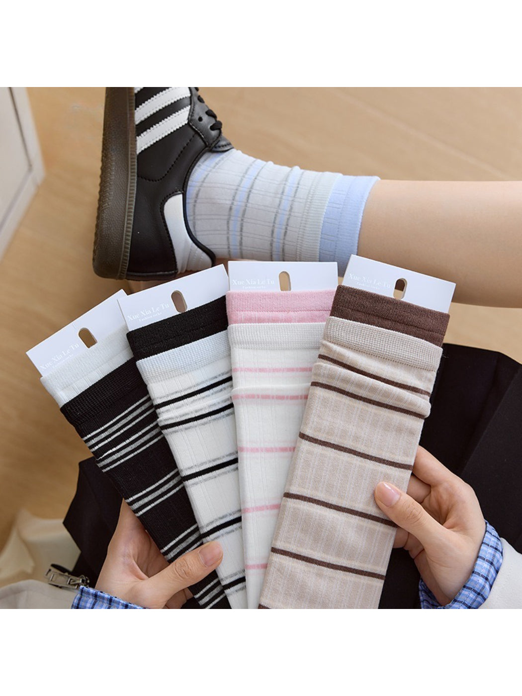 Rufia - Clean Line Sheer Stripe Crew Socks product image 2