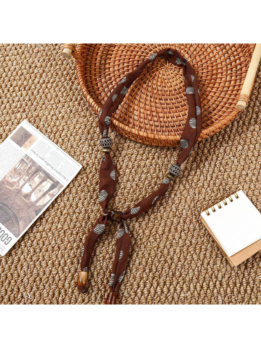 Scarvii - Printed Slim Pendant Narrow Scarf