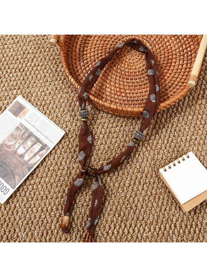 Scarvii - Printed Slim Pendant Narrow Scarf