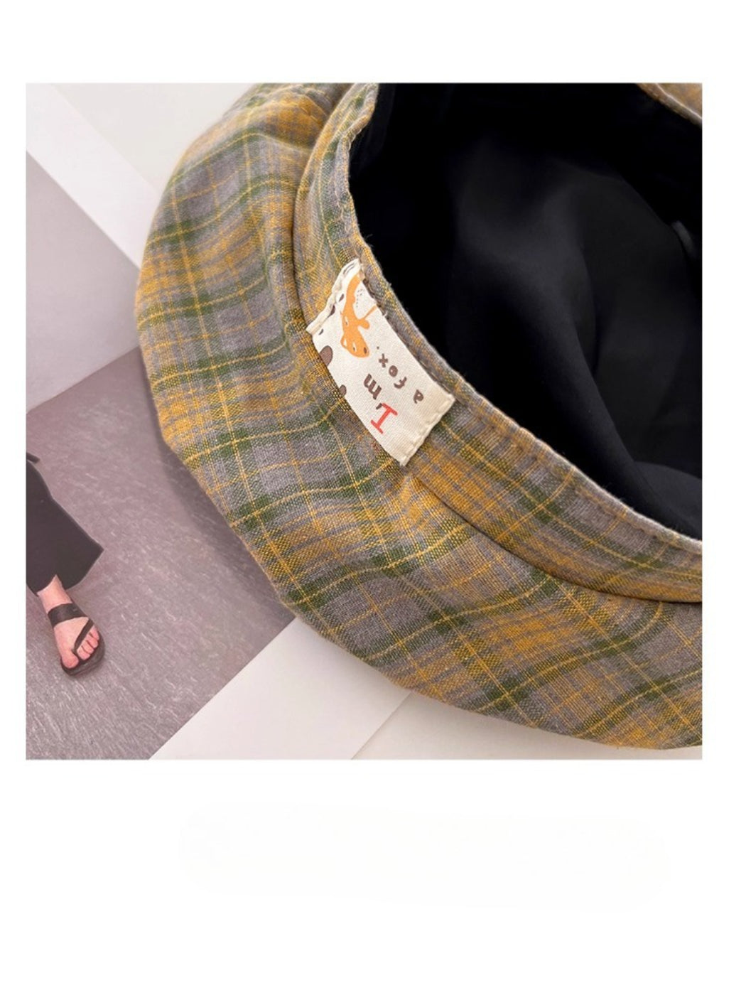 Haila - Plaid Patch Casual Beret Hat