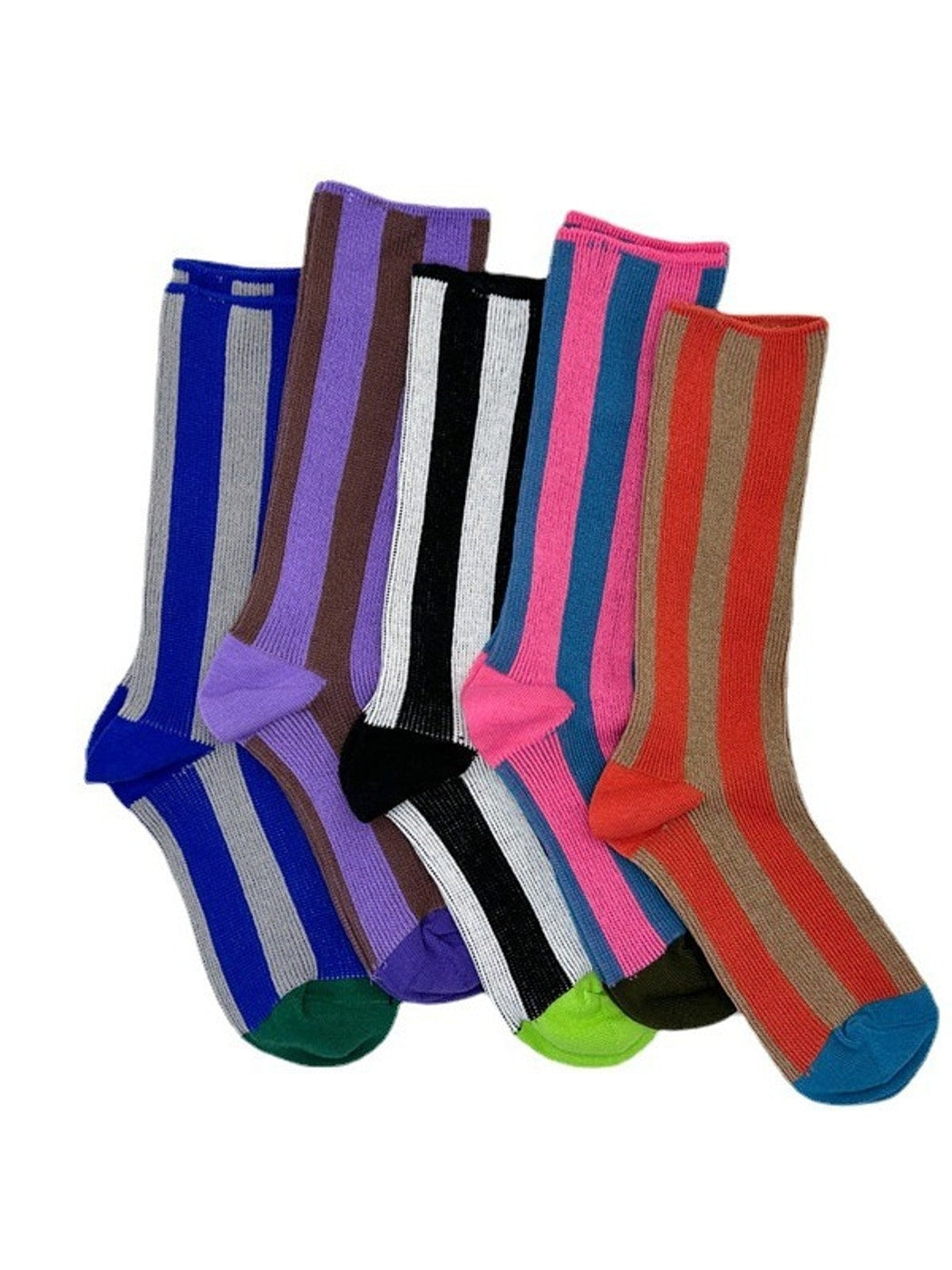 Rufia - Fashion Striped Colorblock Crew Socks