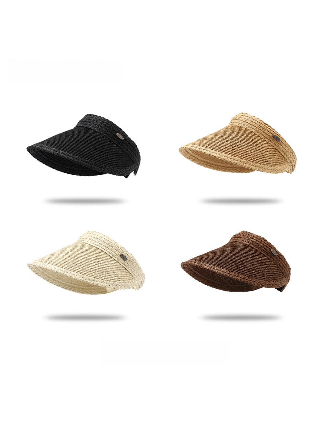Haila - Solid Color Weave Style Wide Brim Visor Cap