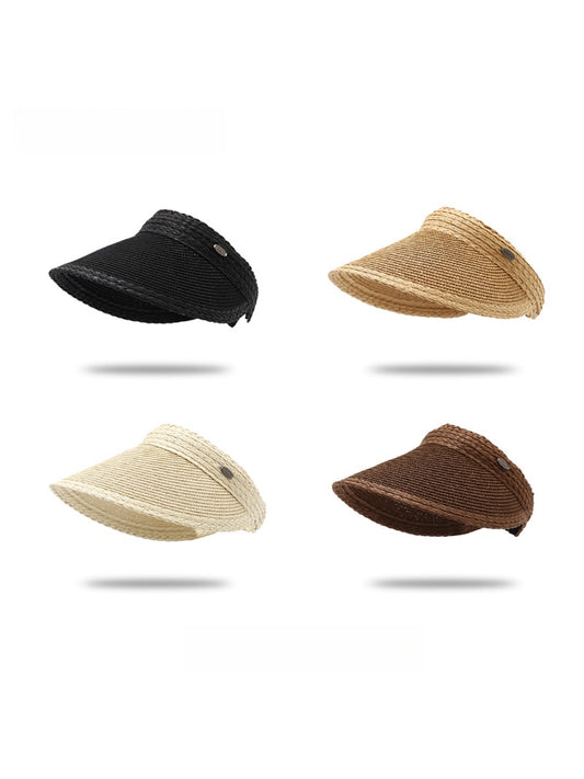 Haila - Solid Color Weave Style Wide Brim Visor Cap
