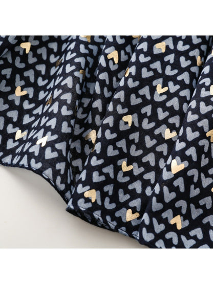 Scarvii - Winter Scarf with Gold Foil Heart Print