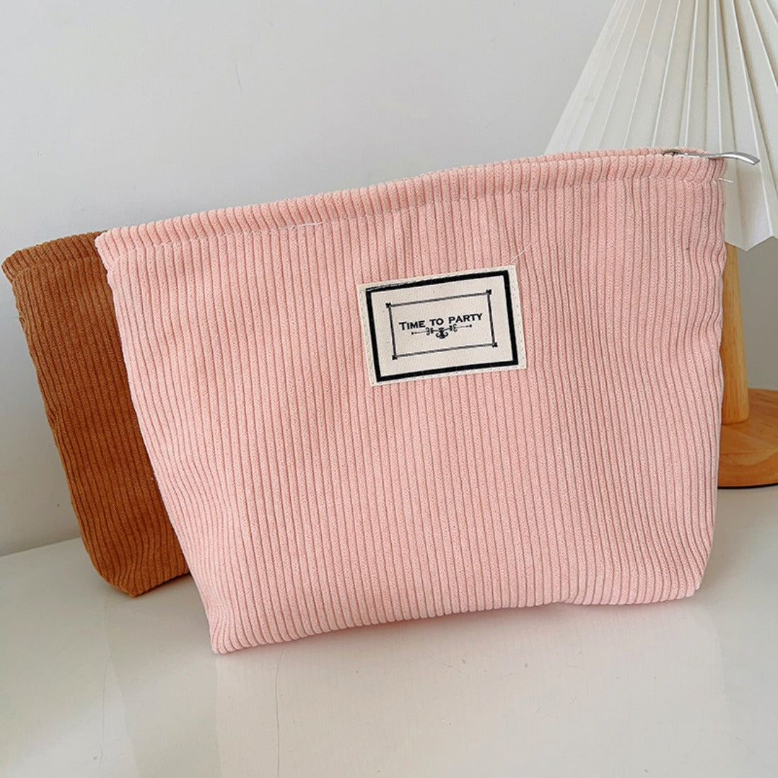 Cosbai - Solid Color Corduroy Makeup Bag