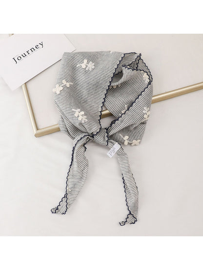 Scarvii - Floral Striped Retro Style Triangle Bandana
