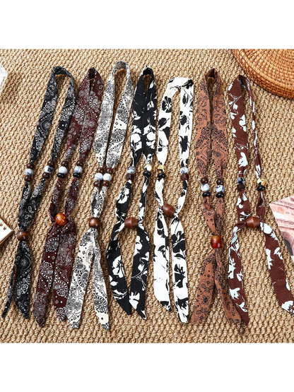 Scarvii - Retro Paisley Beaded Narrow Scarf