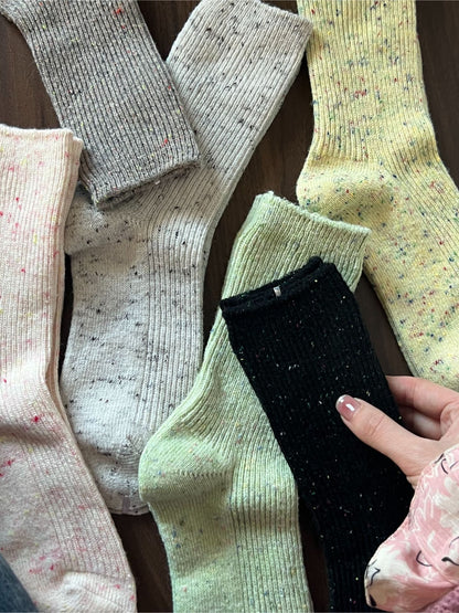 Rufia - Speckled Rib Knit Crew Socks