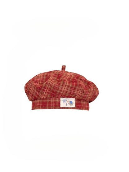 Haila - Plaid Patch Casual Beret Hat