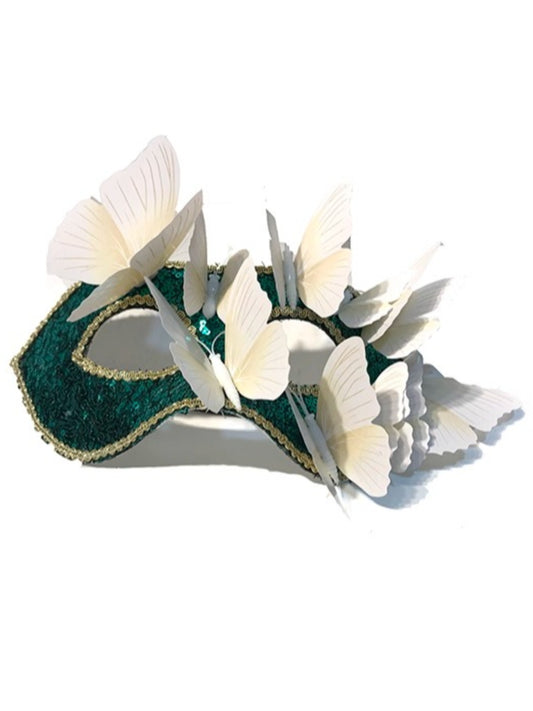 Bauai - Dramatic Delicate Green Butterfly Half-Face Mask