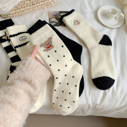 Rufia - Fuzzy Dog Patterned Socks