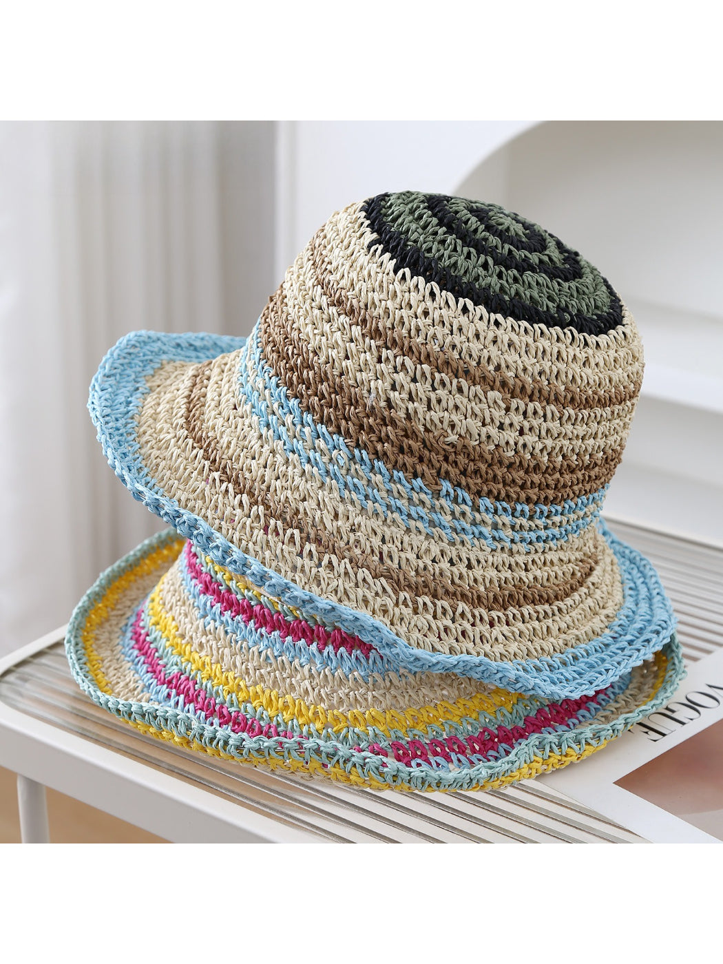 Haila - Stripe Detail Woven Bucket Hat