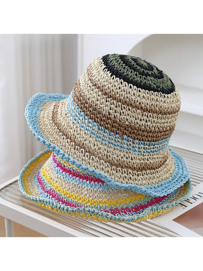 Haila - Stripe Detail Woven Bucket Hat