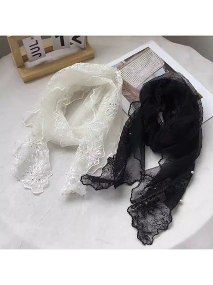 Scarvii - Elegant Sheer Embroidered Long Scarf