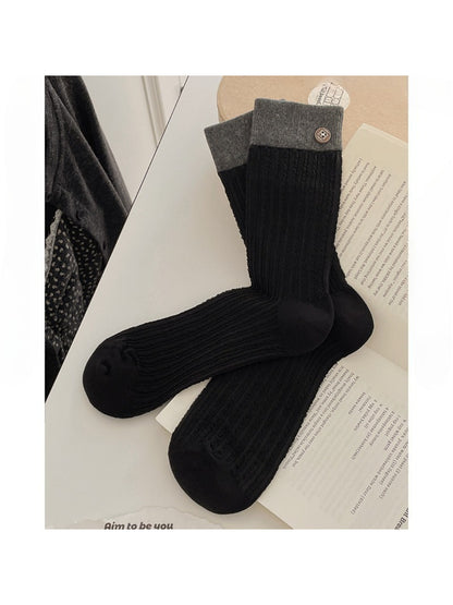 Rufia - Contrast Cuff Button Crew Socks product image 3