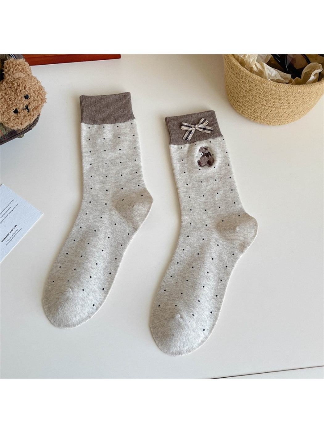Rufia - Bear Dot Bow Detail Crew Socks product image 5