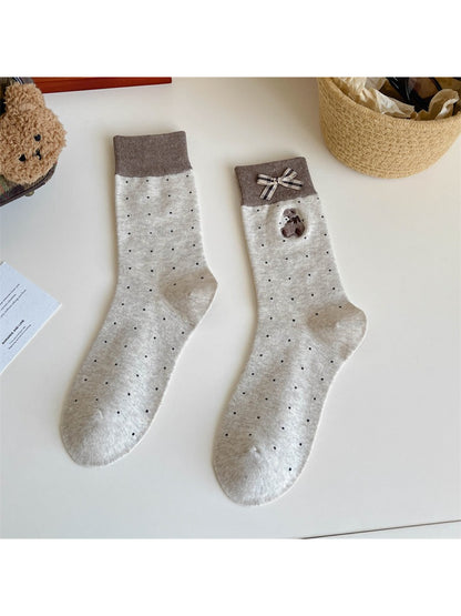 Rufia - Bear Dot Bow Detail Crew Socks product image 5