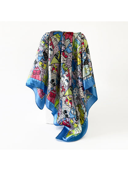 Scarvii - Colorful Cat Pattern Square Scarf
