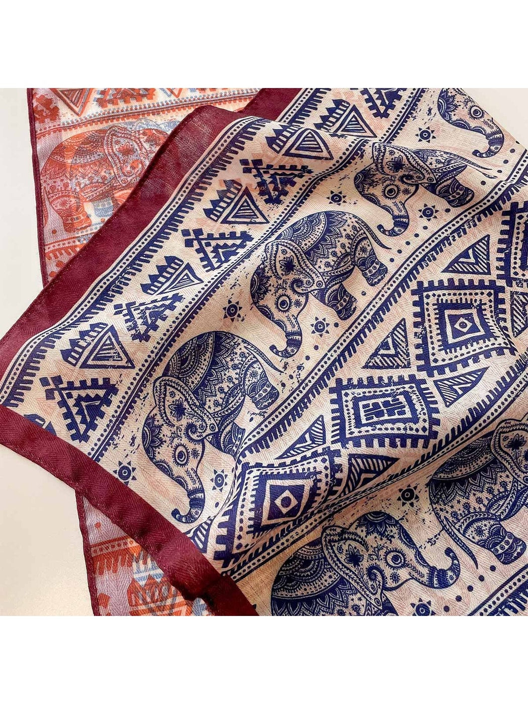 Scarvii - Elephant Print Boho Style Square Scarf