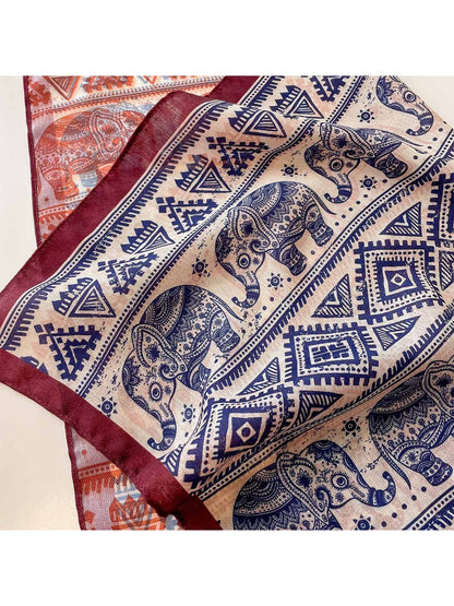 Scarvii - Elephant Print Boho Style Square Scarf