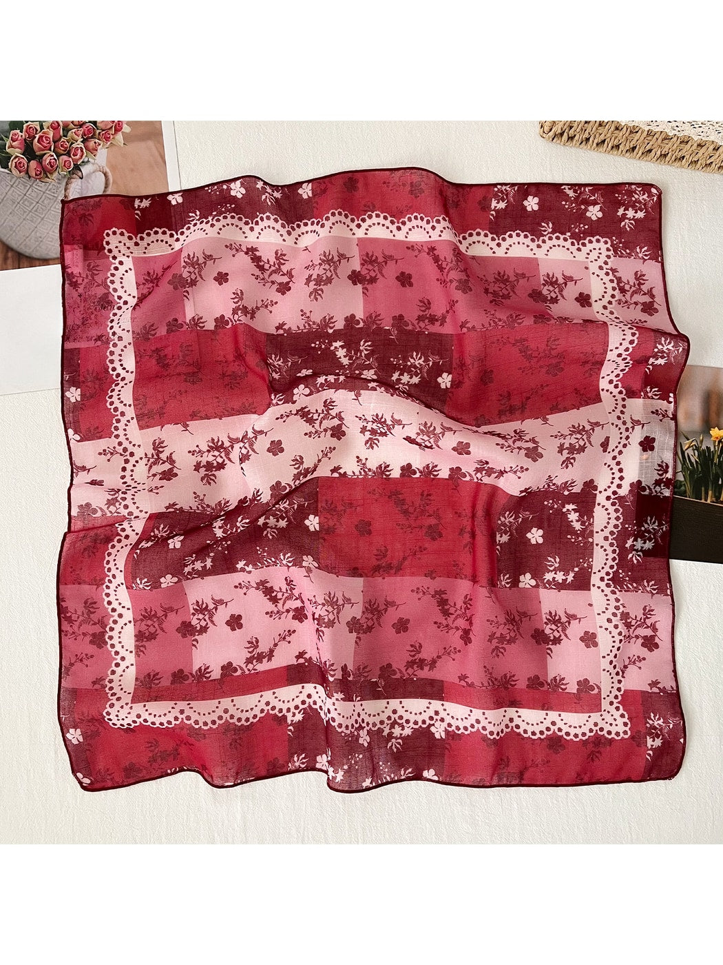 Scarvii - Patterned Patchwork Style Square Scarf