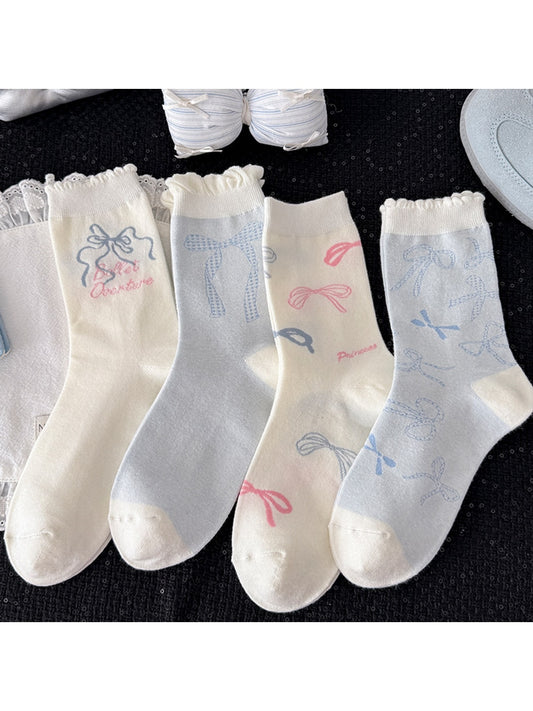 Rufia - Bow Pattern Casual Crew Socks