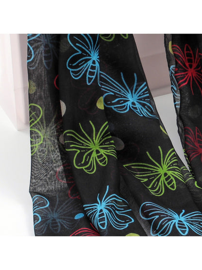 Scarvii - Butterfly Print Lightweight Scarf
