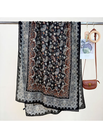 Scarvii - Lightweight Paisley Border Shawl
