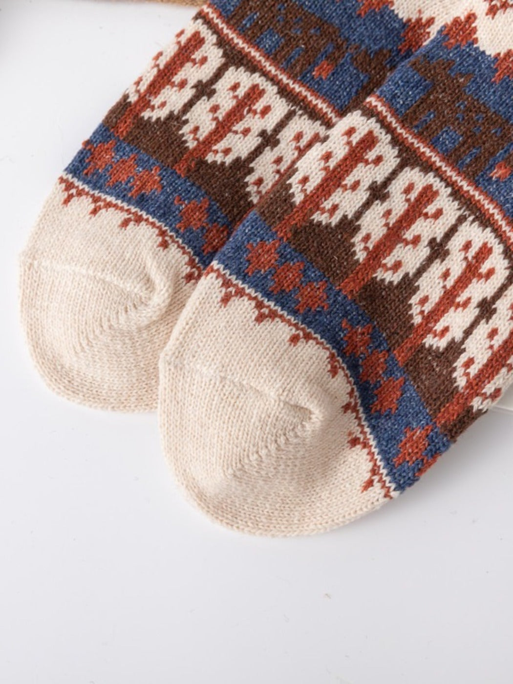 Rufia - Vintage Animal Print Mid-Calf Winter Socks - 5 Pairs/Pack