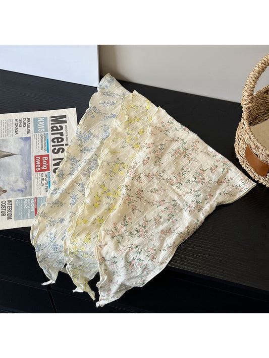 Scarvii - Ditsy Floral Ruffle Edge Triangle Scarf