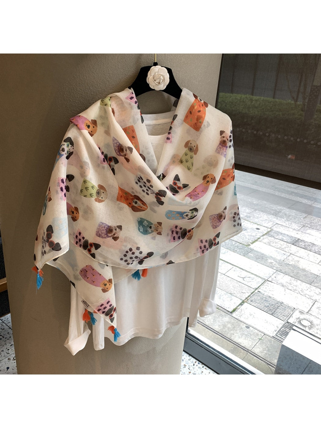 Scarvii - Playful Dog Print Shawl Scarf