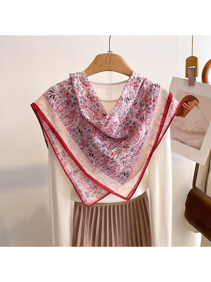 Scarvii - Paisley Floral Print Fashion Square Scarf