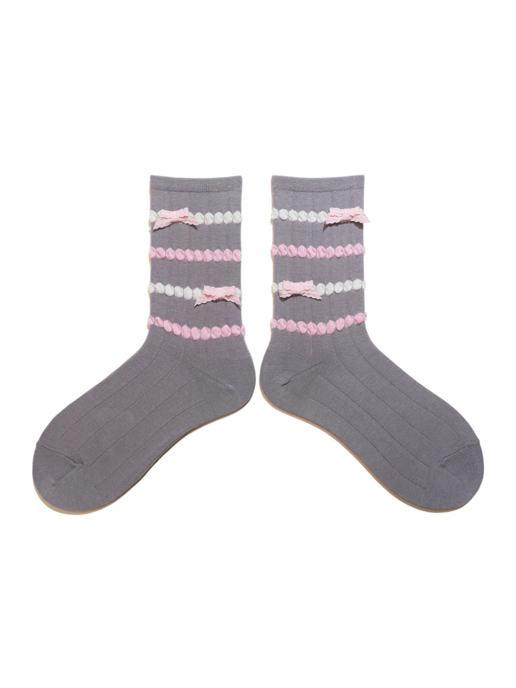 Rufia - Bow & Patchwork Lace Trim Ankle Socks
