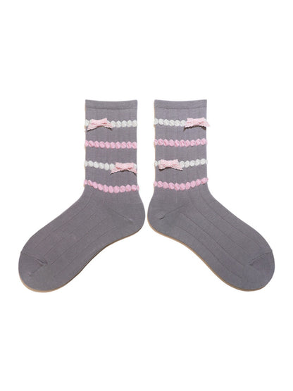 Rufia - Bow & Patchwork Lace Trim Ankle Socks